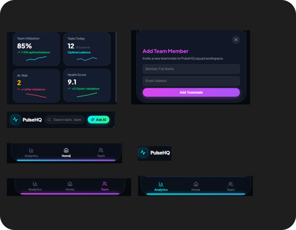 PulseHQ Design System Component Sheet